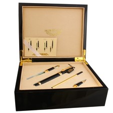 Hero Luxus-Füllfederhalter-Set Kalligraphie in  hochglanzlackierter Holzbox 