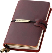Refillable Handmade Travelers Notebook, Leather Travel Journal Notebook for Men 