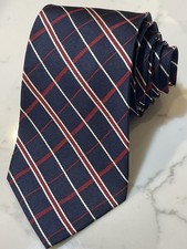 Lauren Ralph Lauren Navy Blue Striped Silk Tie 59 x 3.5 Preppy Traditional