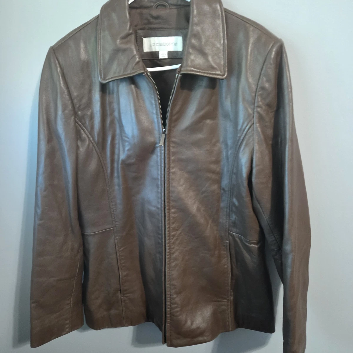 Veste Matelassée En Cuir Liz Claiborne - Taille L, Noire, Occasion Très Bon état, Doublure Polaire
