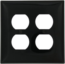 2-Gang Duplex Receptacle Wallplate Midway Size Thermoplastic Nylon Black