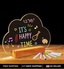 Colorful LED Light-Up Dry Erase Art Note Board with 7 Markers