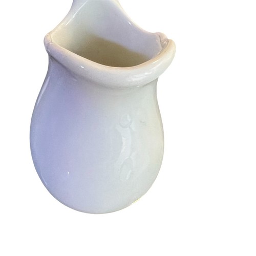 Antique Buffalo China 1924 White Creamer Pitcher Ruffle Drip Pottery Vintage 3” - Picture 3 of 7