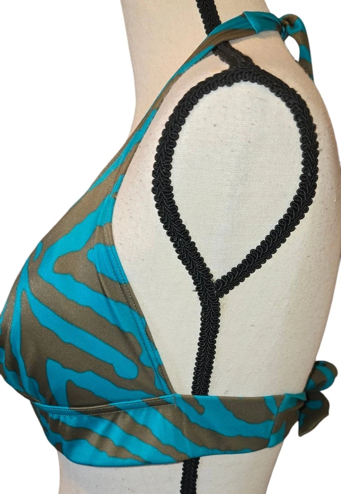 Top de bikini de natación Victoria's Secret Jungle estampado de leopardo halter elástico talla L Foto 3 de 4