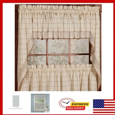 Sweet Home Collection Kitchen Valance Curtain in Adirondack Toast