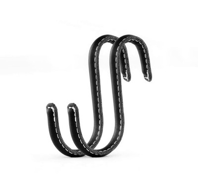 Brute Strength - S Shaped Hooks Wrapped in Full Grain Leather - 2 pcs - Black...