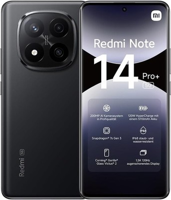Xiaomi, Xiaomi Redmi Note 14 Pro+ 5G Smartphone, 12 + 512GB, Black