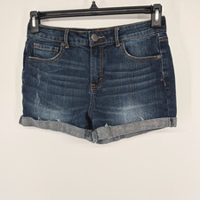 Aeropostale High Waisted Midi Jean Shorts Women's Size 8 Lightly Distressed