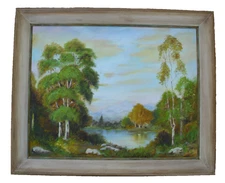 Vintage California Landscape Painting Original Mountains Impressionist Framed