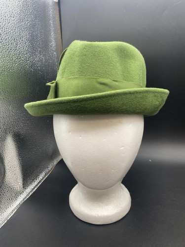 Vintage Green Glamour Felts Wool Fedora Style Hat With Bow WLP3137 - Picture 2 of 9