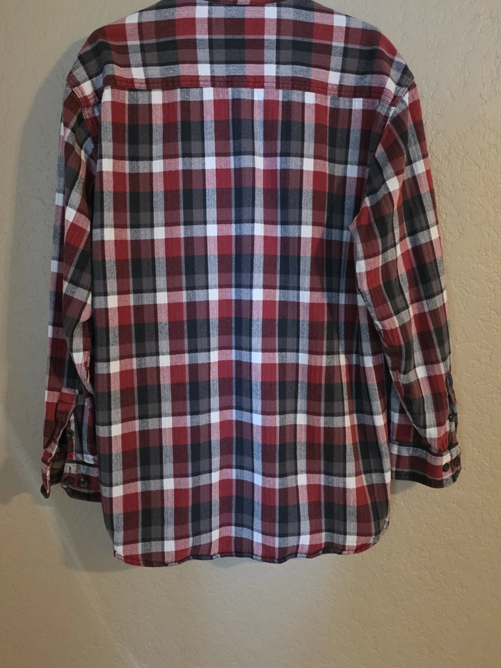 Mens Great Northwest Flannel 100% Cotton Size L/T Red Black Plaid Shirt Pockets - Image 2 of 4