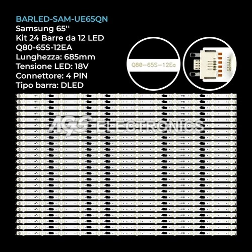 SAMSUNG BN96-48090A, LM41-00764A, QN65Q70RAFXZA 24 BAR STRIP 12 LED TV KIT