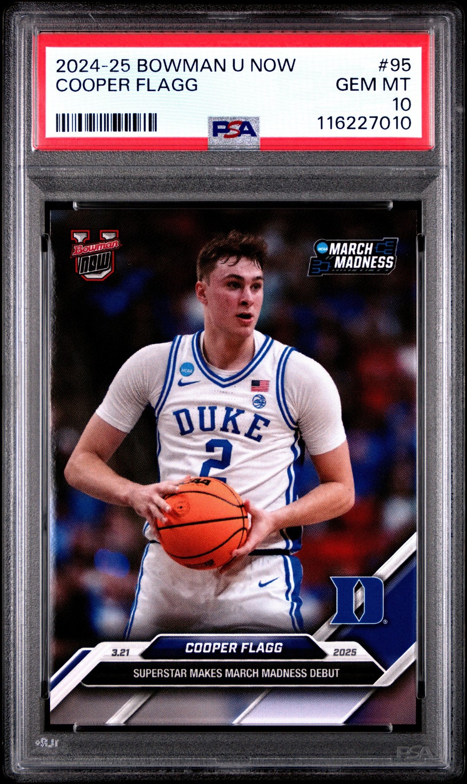 Graded 2024 Topps Bowman U Now Cooper Flagg #95 Rookie RC Card PSA 10