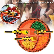 Constructive Eating Plate and Utensils Set Construction Toddler Dinnerware UK