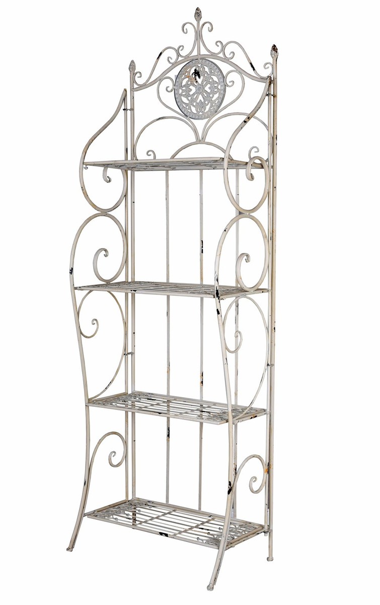 Bathroom Shelf White Shabby Chic Metal Iron Antique Bookcase