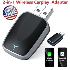 2-in-1 Wired to Wireless CarPlay Adapter /Android Auto Adapter Plug  Play USA