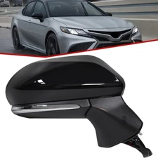 Black Right Passenger Side Mirror For 2018-2024 Toyota Camry Blind Spot 7wire