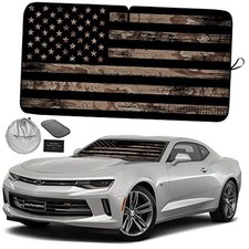 1-Piece Windshield Sun Shade SMALL  59 x 28.5 inches USA BROWN CAMO FLAG