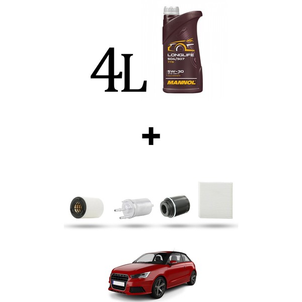 Hoffcar Wartungsset 4 Filter Und 4L ÖL FüR Audi A1 (8X1,8XK) 1.4 Tfsi S1 136KW-image