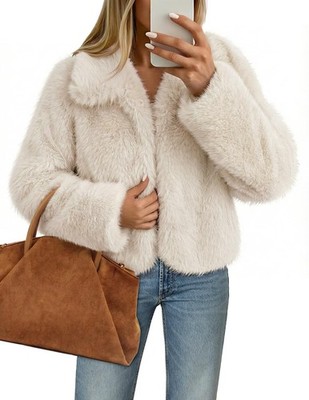 MEROKEETY Womens Faux Fur Winter Coat with Pockets