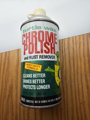 VTG Turtle Wax Chrome Polish And Rust Remover Flip Top 12 Oz Full Tun Can Garage