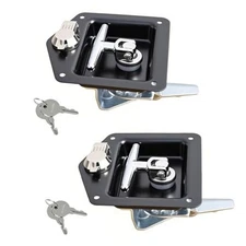 T Handle Latch Rv Truck Door Tool Box Lock Replacement with Keys Black-2pcs