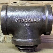 Vintage Stockham USA Iron 2" Cleanout Tee Hex Plug Heavy Steampunk Industrial
