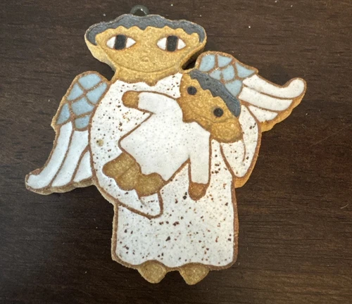 St Andrew’s Abbey Angel w/Baby Christmas Ornament Ceramic Folk Art Hand Craft