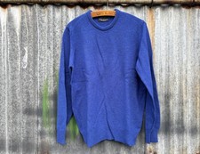 HAWICK KNITWEAR HK701 100% NEW WOOL BLUE CREW NECK JUMPER - M