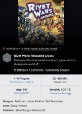 Rivet Wars Reloaded Deluxe All In Pledge NEW SFG Games  2025 FREE US Shipping