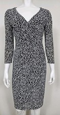 Lauren Ralph Lauren Womens Dress Size 2 Black White Pullover 3/4 Sleeve Stretch