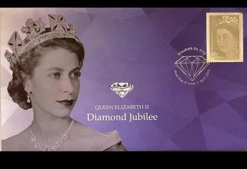 AUSTRALIA 2012 Q.E 11 DIAMOND JUBILEE F. D COVER SILVER FOIL 60c STAMP - LIMITED