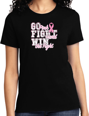 Ladies Breast Cancer T-shirt Go Fight Win Tee