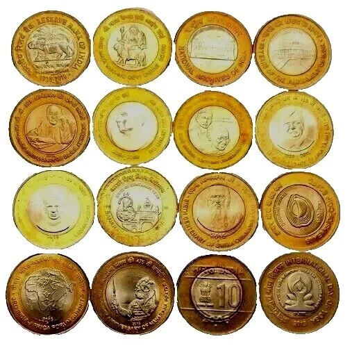 2015-16 - 16 INDIA REPUBLIC COMMEMORATIVE BI-METALIC 10 RUPEES COINS #LOT016 - Image 2 of 4