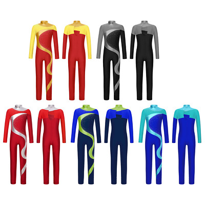 Mädchen Overall Weich Bodysuit Gymnastik Strampler Ganzanzug Gymnastikanzug