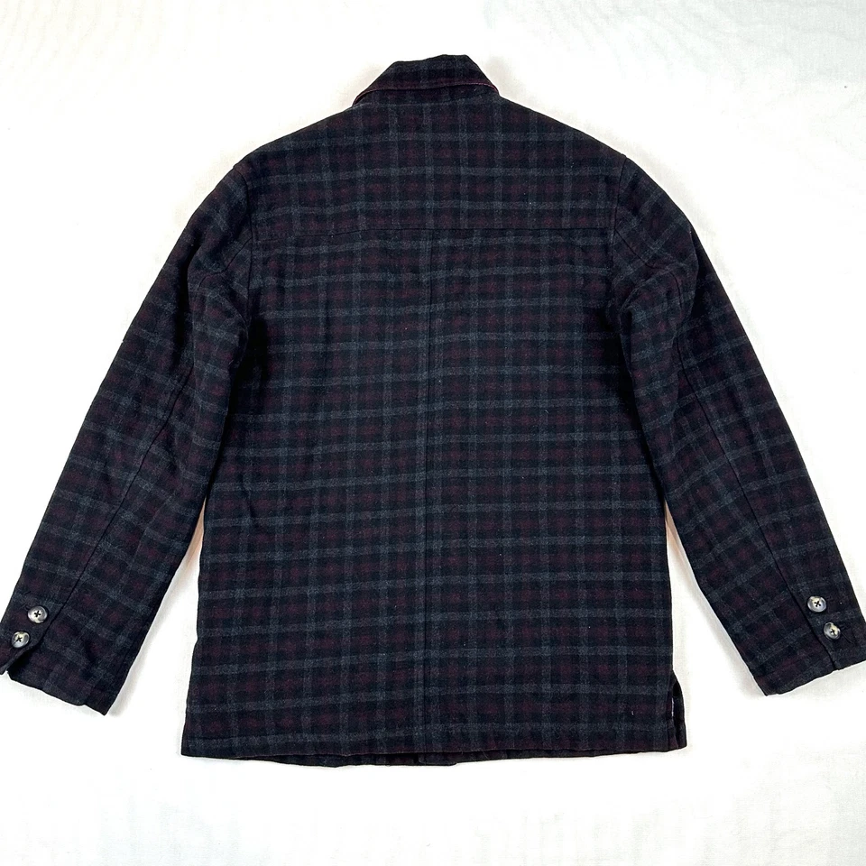 Chaqueta Camisa de Lana Utex Para Hombre Talla M Gris Borgoña Forro A Cuadros Acolchado Chamarra Foto 4 de 4