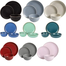 Dinnerware Set 12 Pc Round Dinner Dish Kit for 4 Home Dining Kitchen Dishware