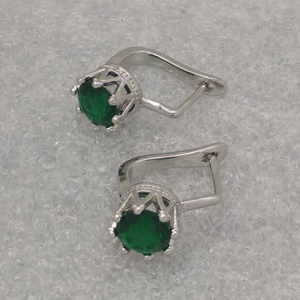18K White Gold Filled Stunning Italian Diopside Gemstone 18ct GF Earrings 15mm - Image 3 of 4