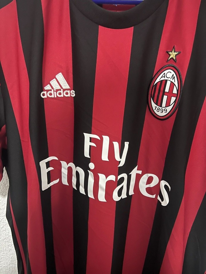 Adidas International Soccer Jersey Men's XL Black Red AC Milan Fly