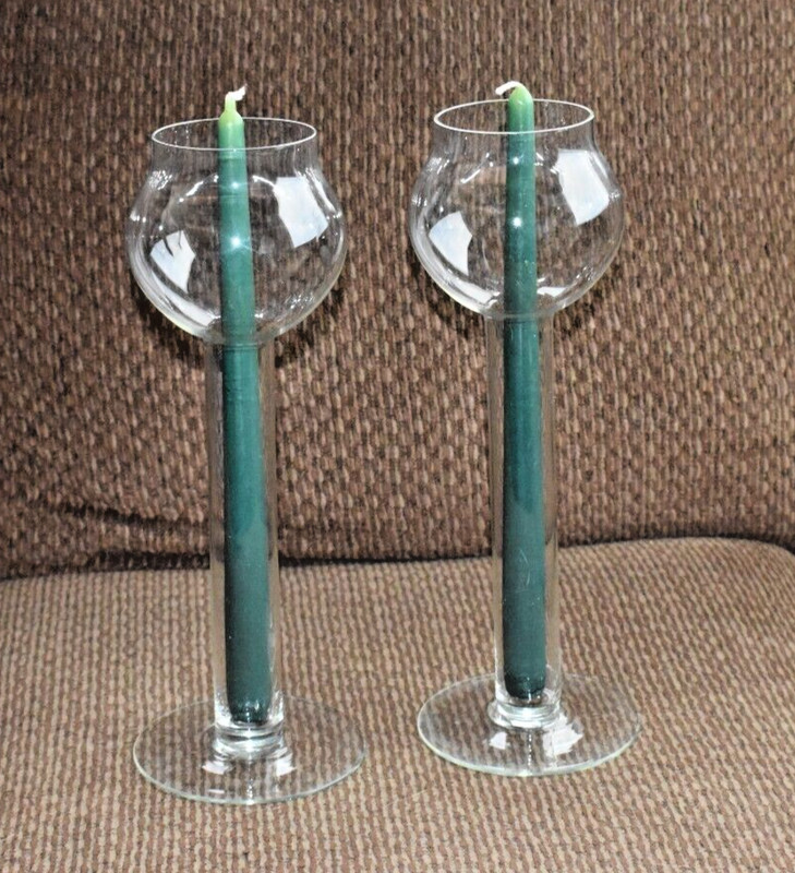 2 CLEAR 12" Taper CANDLE HOLDERS Cylinder Glass Globe Party