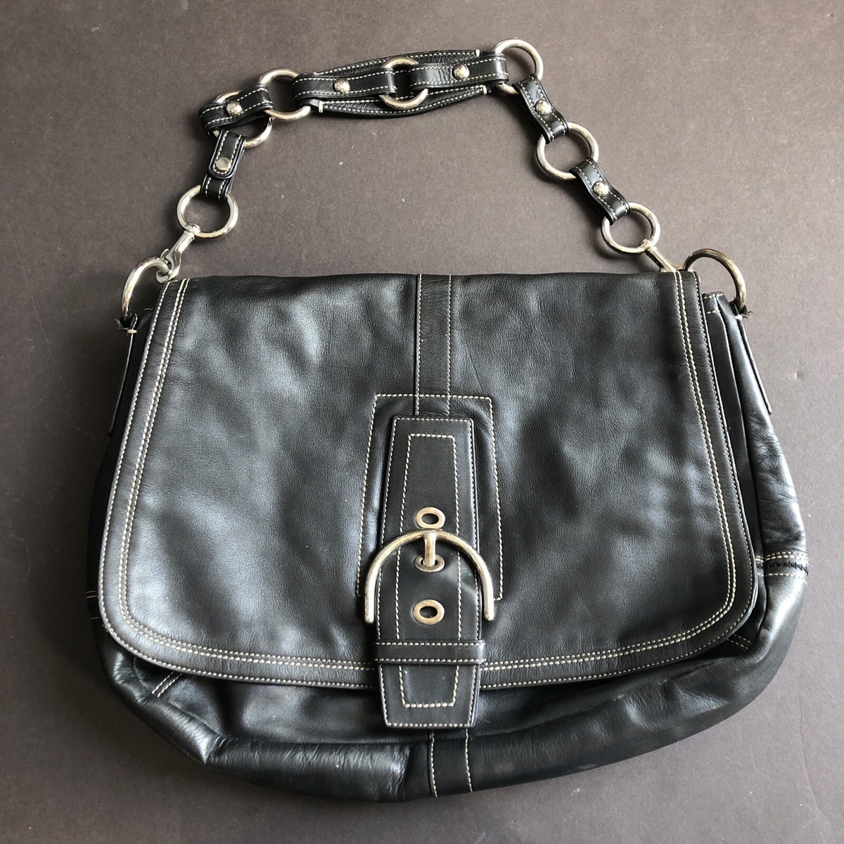 Coach 10582 Model Bag Soho XL Black Leather Flap Shoulder Coach 10582 Model Bag Soho XL Black Leather Flap Shoulder