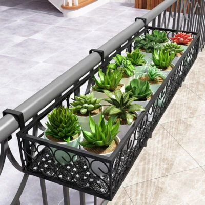 DREAM-HOMELIVING Balcony Flower Rack Planter Fence Pot Garden Window Hanging Baskets Railing Box