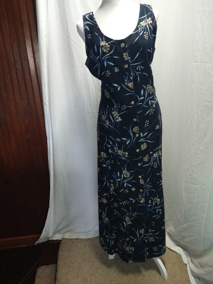 Maxi Conjunto Blusa Vestido Rafaella Ditsy Abotonada Mezcla Lino Talla 10 Retro Y2K Foto 2 de 4