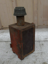 ancienne lampe à signaux à bougie lanterne métal et verre rouge , cheminot  WW1