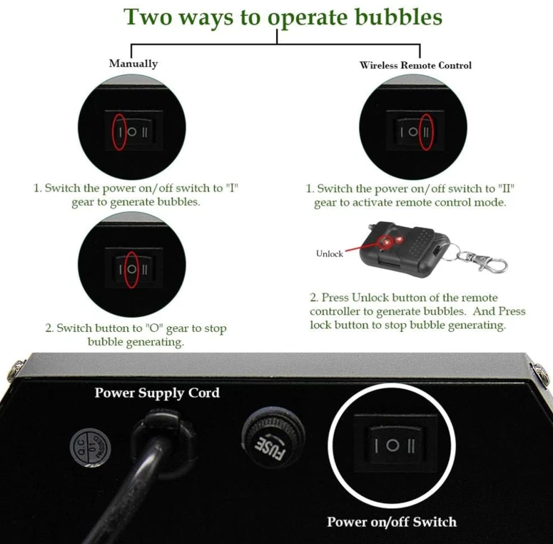 Máquina automática de burbujas 1L con control remoto 45ft y soplador metálico Foto 4 de 4