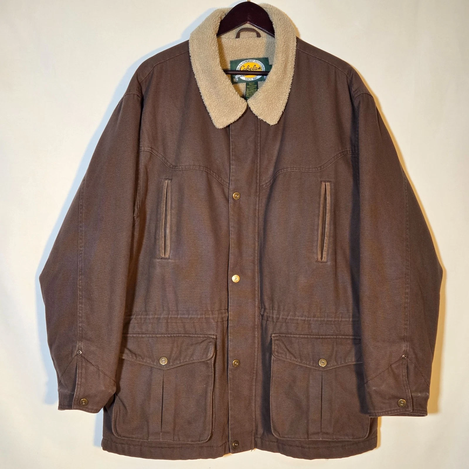 Cabela's Canvas Sherpa Lined Barn Coat XL Regular Brown Insulated Jacket Chore