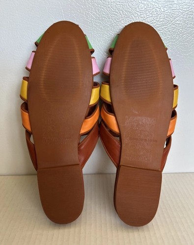 FARM RIO-Boho Festival Rainbow Beaded Vegan Leather Mules 7.5 Preowned GUC - Picture 8 of 15