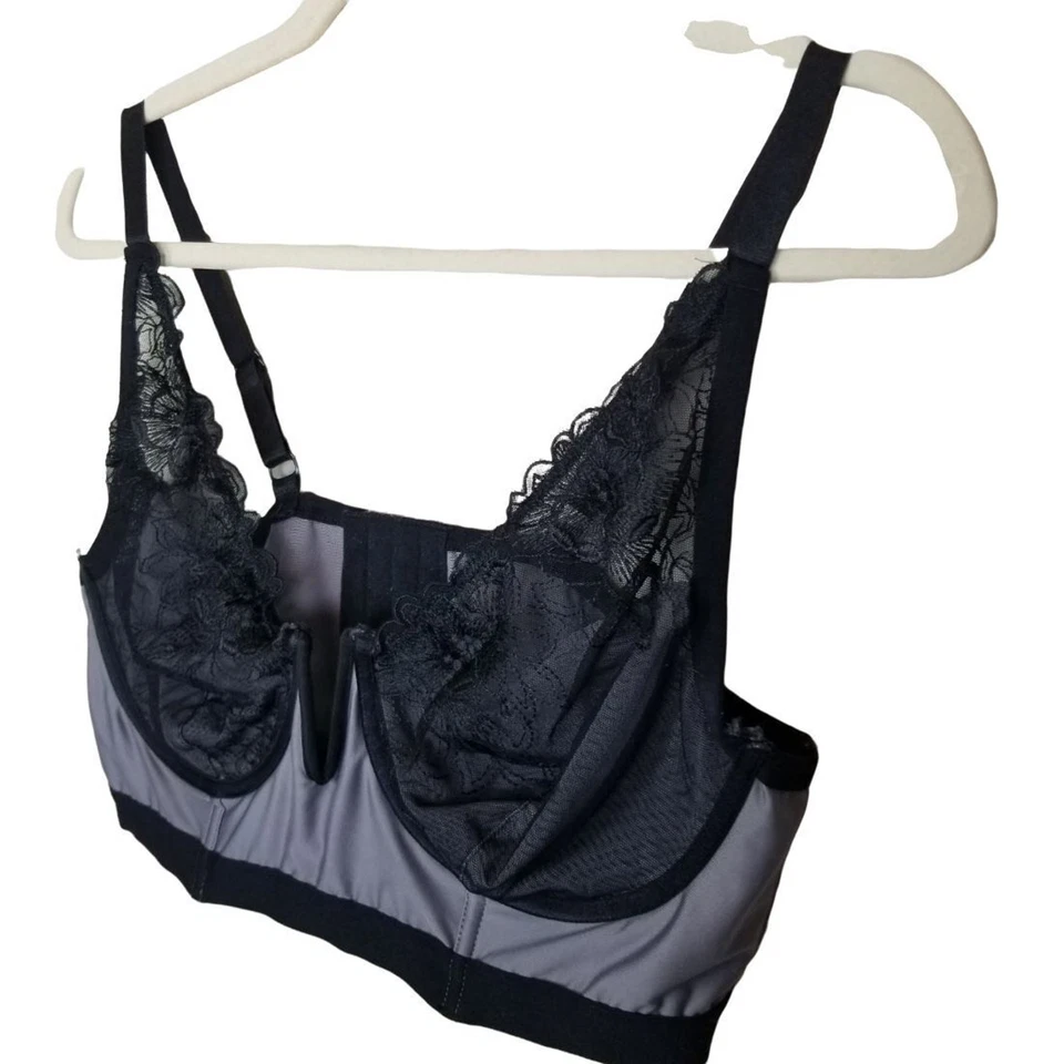 Torrid Bra Longline Bra Plus Size Bras Underwire Bra Lace Bralette 1X Gray - Image 2 of 4