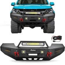 Aaiwa For Chevy Colorado 2015-2022 Steel Front Bumper W/Winch Plate&Lights+Wire