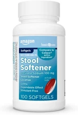Amazon Basic Care Stool Softener Laxative, Docusate 100 Count (Pack of 1) 